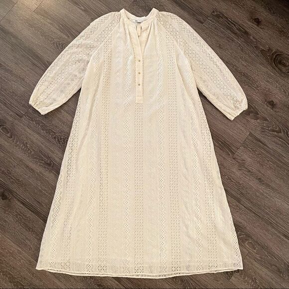 Zara Openwork Embroidered Midi Dress - Picture 1 of 9